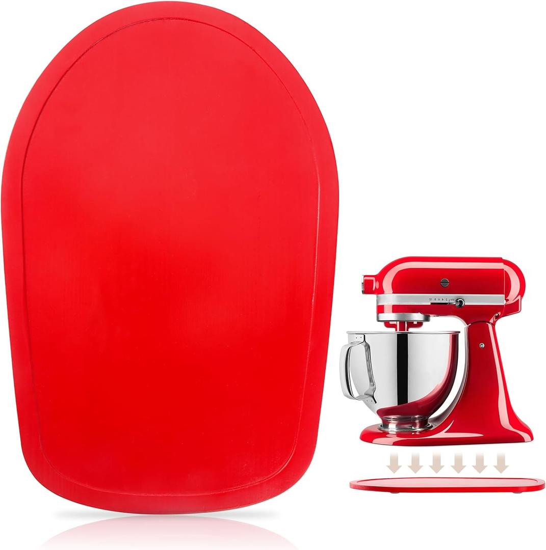 Mixer Slider Compatible with 4.5-5 QT Kitchen Aid Stand Mixers, Kitchen Countertop Storage Mover Sliding Caddy Mixer Slider Mat for Kitchen Aid Stand Mixer Accessories Attachment (Pine Wood - Red)