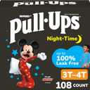 Pull-Ups Boys' Night Time Potty Training Pants, Size 3T-4T Overnight Training Underwear (32-40 lbs), 108 Ct
