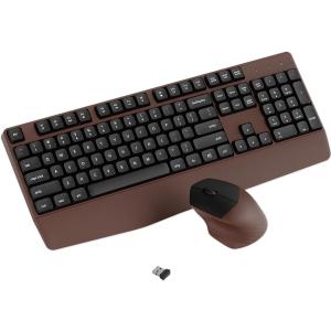 Wireless Keyboard and Mouse Combo, Ergonomic Keyboard with Wrist Rest, 2.4Ghz Wireless Connection, Compatible with PC/Laptop/Windows/Mac for Home and Office Use (Black Coffee)