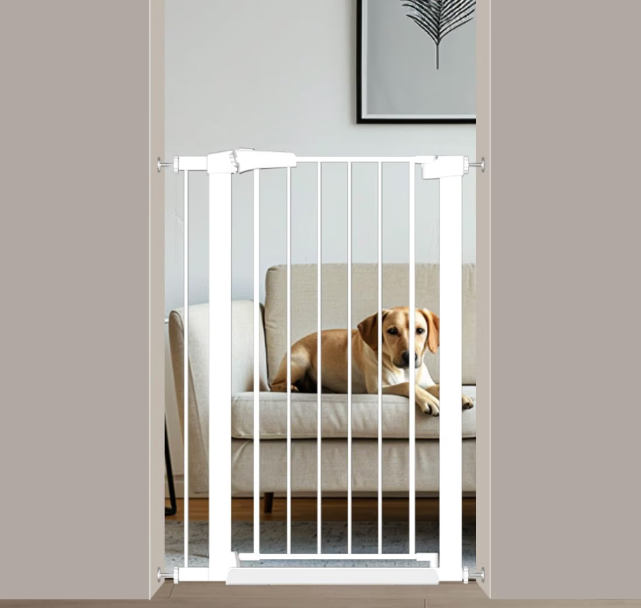 Fairy Baby Narrow Baby Gate 24.5"-29.5" Inch Wide, 38" Tall Pressure Mounted Auto-Close Small Pet Gate for Stairs and Doorways, No Drill Metal Safety Gate Indoor for Kids and Pets, Black