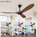 QUTWOB 60" Ceiling Fan with Remote Control No Lights,Modern Reversible DC Motor Indoor Outdoor 3 Blades Ceiling Fans for Patio Bedroom Living Room(Black+Dark Walnut)