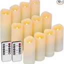 Enido Flameless Candles Led Candles Pack of 12 Battery Candles (D2.15'' x H4''5''6'') Waterproof Outdoor Indoor Candles with 10-Key Remotes and Cycling 24 Hours Timer (Plastic)