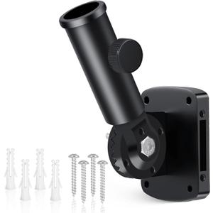 Adjustable Flag Pole Holder, Flag Pole Bracket for Outside House Heavy Duty Aluminum, Multi-Position Flag Pole Mounting Bracket Rust Free with Hardwares, 1" Inner Diameter (Black-1 Pack)