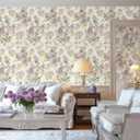 Floral Peel and Stick Wallpaper Pink Purple Lilac Flower Wallpaper Removable Contact Paper Self Adhesive Green Leaf Wall Paper for Bedroom Furniture Decor 17.3X120IN