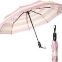Mr. Pen Pink Stripes Windproof Travel Umbrella, Automatic, Compact, 42 Inch Canopy, 11.6 Inch Closed