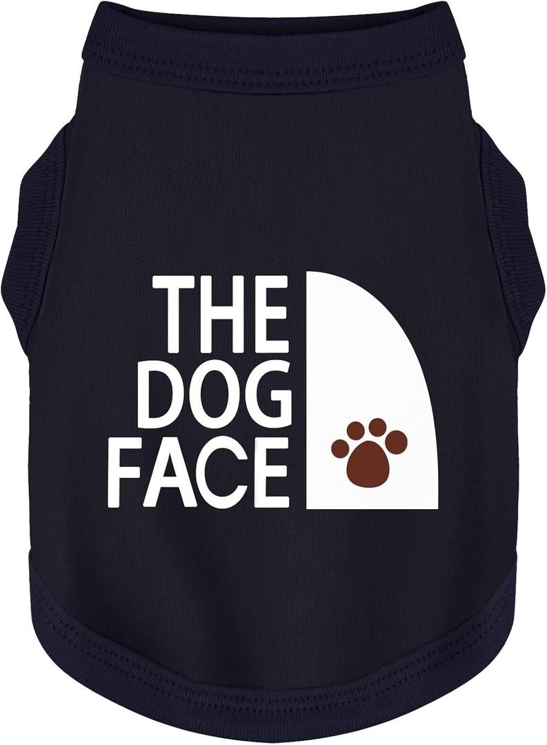 Personality Canine Attire: Soft, Lightweight Cotton Dog Clothes with 'The Dog Face' Print. Small and Medium Breeds, Perfect for Everyday Wear, Comfortable and Breathable Pet Shirt Dark Blue 4XL (4XL-(56~77lb) | Chest(~35"))