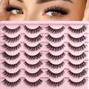 Lashes False Eyelashes Wispy Cat Eye Lash Strips Fake Mink Eyelash Natural Look 14 Pairs Fluffy Demi Wispies Strip Lashes Pack 8-14mm Short Cateye Full Pestaas for Women