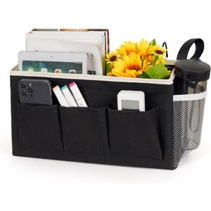 Bedside Storage Caddy/Bedside Hanging Storage Bag for Headboards Bunk Beds Dorm Rooms Book Phone Magazine Holder (New Black)