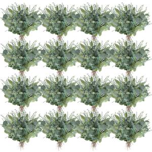 Tigeen 300 Pcs 2 Kinds Mixed Bulk Artificial Silver Dollar Eucalyptus Leaves Stems Greenery Fake Plant Branches for Wedding Bridal Bouquets DIY Home Decor (Green)