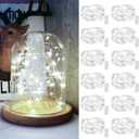 12 Pack Fairy Lights Battery Operated String Lights7FT 20LED Waterproof Silver Wire Christmas Lights Outdoor,Firefly Mini Lights for Bedroom Party Birthday Wedding Indoor Decorations Home Decor (Cold White)
