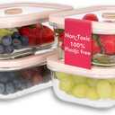 Ziruma Non-Toxic 2.6 Cup Glass Food Storage Containers With Lids - Soup Containers with Lids, Plastic Free Meal Prep, Airtight Food Container, Microwave and Freezer Safe, 4 Pack