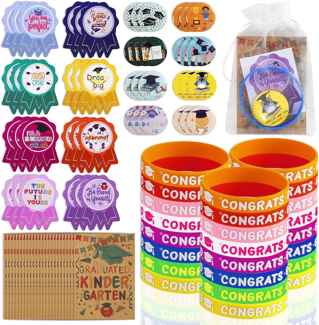 fethwoin 120Pcs Kindergarten Graduation Gifts for Boys and Girls, Congrats Grad Kinder Graduation Gifts 2026, Kids Grad Wristbands Pins Presents for Pre k Graduation Party Decorations Favors