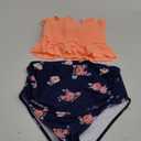 Summer Mae Maternity High Waist Swimsuit Ruffle Hem Bikini Bathing Suit Shirred Bandeau Two Piece Pregnancy Swimwear (Small, Orange Flower)