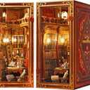 DIY Book Nook Kit, Beauty and The Beast, Dollhouse Miniature, Booknook Bookshelf Insert Decor Alley 3D Wooden Puzzle, Bookends Model Building Kit with LED Light for Adults, Enchanted Library