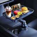 Car Cup Holder Tray, Car Food Tray Table for Car Eating Lunch, Cup Holder Expander Insert Interior, Long Road Trip Essentials Travel Patrol Accessories Drink Holder Organizer for Semi Truck Rv