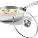 Stainless Steel Saucier Pan with Lid, 1.3 Quart Saucepan with Lid, 8inch Frying Pan, 3-Ply Heavy Bottom Sauce Pan Cookware for All Stovetops,1200Ml/40OZ