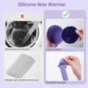 2 x BLITZWAX 2pcs Silicone Wax Pot Liners for Hair Removal, Purple Wax Warmer Bowls Kit with Sticks for Women and Men Body Waxing, Reusable and Easy to Clean Accessories, Compatible with 16 oz Waxing Kit