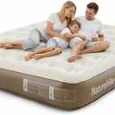 Naturehike Compact King Size Air Mattress with Built-in USB Rechargeable Pump, 992 lbs Max Support Inflatable Mattresses, Blow up Mattress Air Bed for Home, Camping, Guests, Travel (Brown)