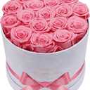 17 Forever Flowers in a Luxury Suede Box, Preserved Roses Birthday Gifts for Women, Romantic Anniversary Valentines Day Gifts for Girlfriend Wife Her, Pink