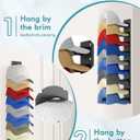 Hat Organizer for Baseball Caps (2-Pack), Strong Adhesive Hat Rack for Wall, Multi-layer Hat Hooks Storage for 18 Hats, Hat Holder Hanger for Door, Bedroom, Closet - Black