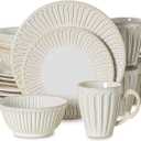 16-Piece Dinnerware Set for 4, Ceramic Plates, Bowls and Mugs, Dishwasher & Microwave Safe, Ideal for Family Dinners, Parties and Everyday Use, White