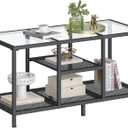 Glass Coffee Table, Minimalist Center Table for Living Room, 34.3 x 15.4 x 19 inches