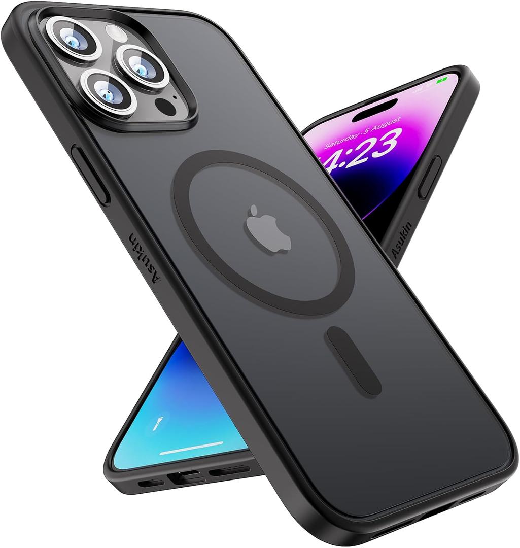 For iPhone 14 Pro Case, Strong Magnet-Compatible with MagSafe, Shockproof Military-Grade Protection, Slim Mag Safe Thin Bumper Phone Cover 6.1 in For Apple 14pro (Matte Black)