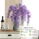 Dailisen 3 Strands 40'' Silk Purple Wisteria Artificial Flowers, Fake Wisteria Floral Hanging Plant Garland, for Home Decor, Party, Floor Vase, Balcony, Wedding Arrangement Decoration (Purple)