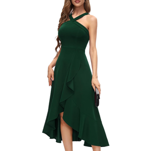 Bbonlinedress Halter Cocktail Women Dresses Prom Formal Wedding Bridesmaid Dress Ruffled Maxi Hi-Lo Evening Party 2025 Dress Dark Green, XL Bbonlinedress Halter Cocktail Women Dresses Prom Formal Wedding Bridesmaid Dress Ruffled Maxi Hi-Lo Evening Party 2025 Dress Dark Green, XL