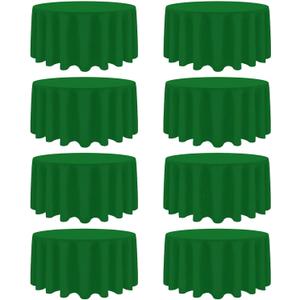 8 Pack Green Round Tablecloth 90 Inch Wrinkle Resistant Round Green Table Cloth Reusable and Washable Polyester Fabric Table Covers for St. Patrick's Day Buffet Wedding Party and Banquet