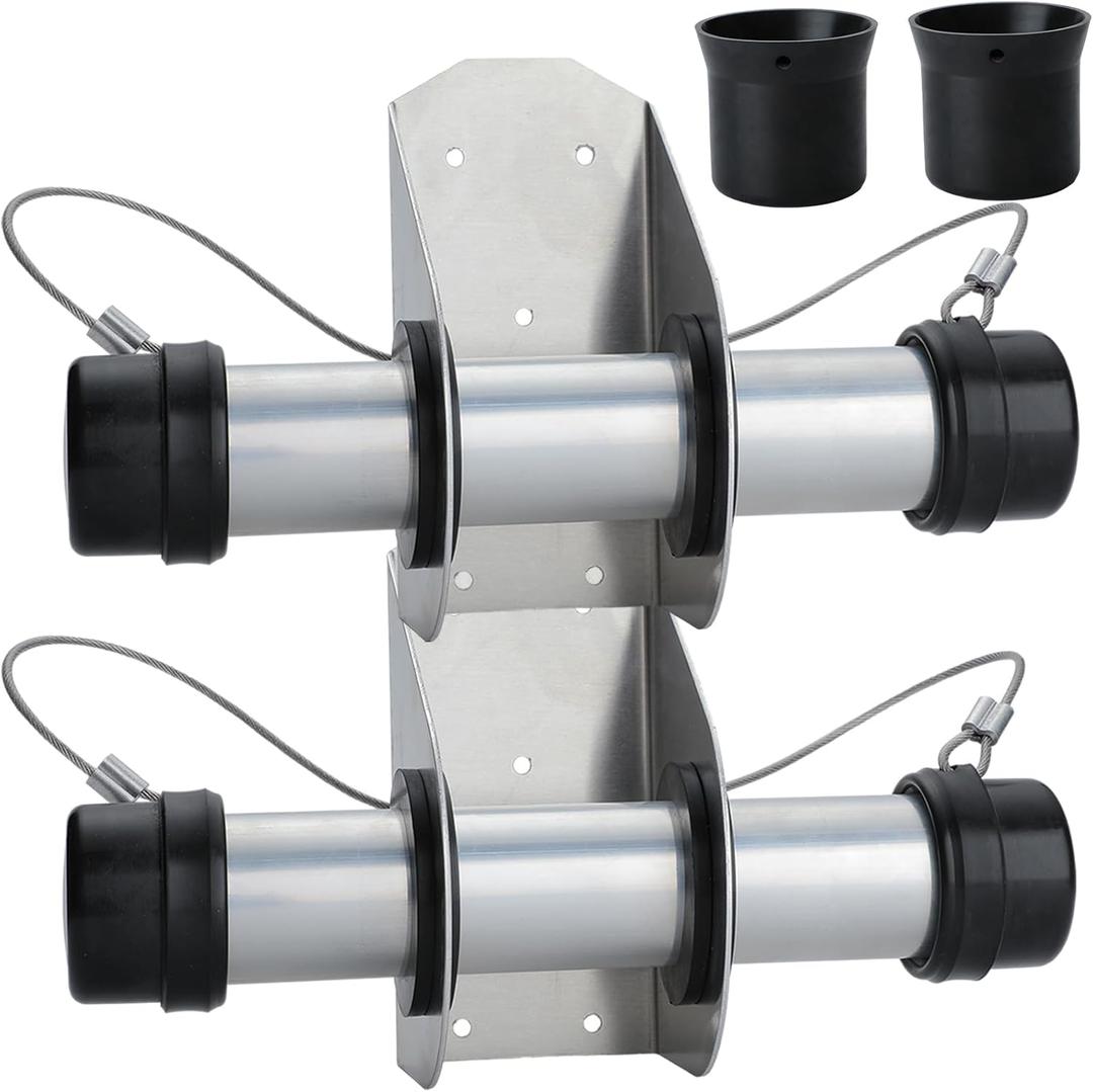 Waterproof Trailer Registration Holder - Aluminum Tube Document Holder for Truck and Utility Trailers with Wires Attached Rubber End Caps, and Spare Caps (2 Pack)