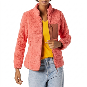 Amazon Essentials Women's Sherpa Long-Sleeve Mock Neck Full-Zip Jacket with Woven Trim, Size XXL