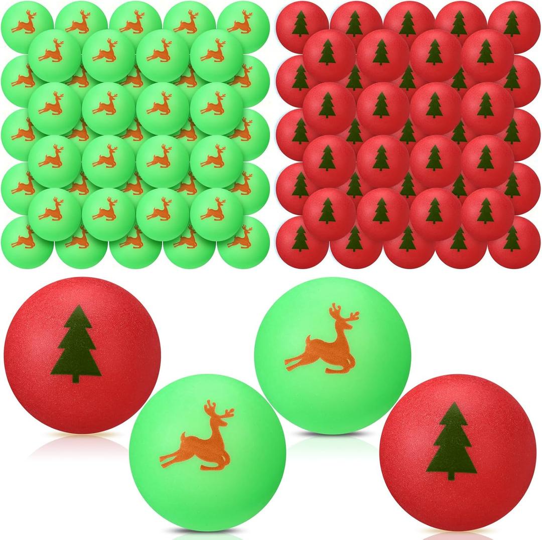 200 Pcs Christmas Table Tennis Balls Green Red Novelty Table Tennis for Game Christmas Party Favors Playing Decoration Props