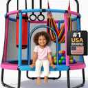 Happin 55 Trampoline for Kids with Safety Enclosure, Indoor & Outdoor Toddler Trampoline, Ultra Safe Design with Multi Activity Accessories, Perfect Toddler Gift for Boys & Girls Ages 18