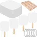 Church Fans Handheld Set Included Blank Cardstock Wavy Wooden Sticks Double Sided Tape Fan Handle Craft Sticks Church Fans for DIY Crafting Painting Hand Held Parlor(250 Sets)