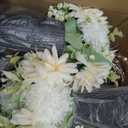 Party Table Centerpieces - Set of 6 Pre-Made Daisy Floral Arrangements with Black Metal Vase for Birthday, Baby Shower, Events Celebration Decorations - Ivory White & Rose Gold