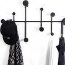 Coat Rack Wall Mount, Metal Wall Hanger with 10 Hooks for Coats, Hats, Keys, Bags, Modern Coat Hooks Wall-Mounted for Living Room, Bedroom, Entryway, Bathroom, Kitchen (Black)