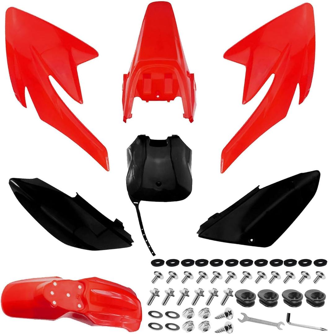 PRO BAT 7 PCs Plastic Fairing Fender Kit
125cc Dirt Pit Bike CRF 70 CRF70 XF70 Apollo Red&Black