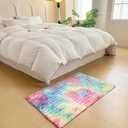 Rainbow Faux Fur Striped Plush Area Rug for Bedroom Living Room Sofa,2'x3' Fluffy Shaggy Rectangular Square Rug for Kids Teen Girls Room,Furry Carpet Rug for Nursery Baby Room