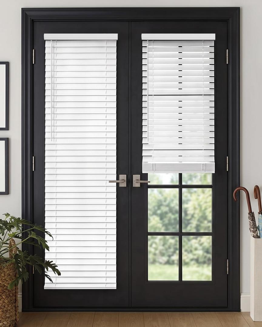 LazBlinds 2" Faux Wood Blinds for Doors, 25" W x 70" H, White