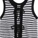 Tanou Sweater Vest for Women Casual Sleeveless Crew Neck Tie Crochet Color Block Vest Summer Knitted Tank Tops Black M