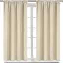 BGment Beige Blackout Curtains 40 Inches Long for Kitchen Window - Short Thermal Insulated Drapes with Rod Pocket Darkening Privacy for Basement Cafe Bedroom, 42 x 40 Inch, 2 Panels