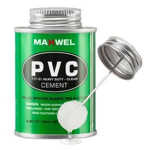 PVC Cement Pipe Glue  Fast Dry Plumbing Solvent Weld Waterproof Clear Finish for PVC Pipe, Vinyl & Inflatable Repair 4.2 fl oz Leak Proof Can