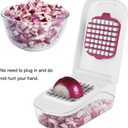 OUKENS Manual Food Chopper, 3-in-1 Multifunctional Vegetable Fruit Cutter with Container for Onion, Potato, Carrot, Easy Push Down Handheld Kitchen