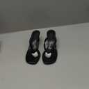 Kitten Flip Flop Thong Low Heels for Women Square Open Toe Slip On Heeled Sandals (9, Black)