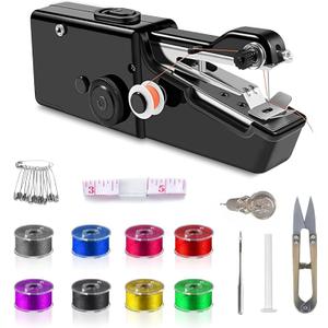 Handheld Sewing Machine, Portable and Easy-to-Use Mini Sewing Machine, Battery and USB Operated, Ideal for Beginners and Home Use - Black