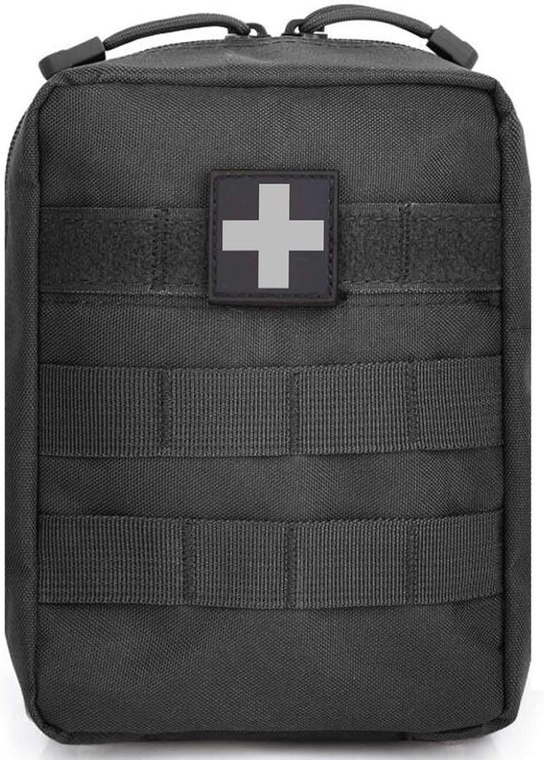 First Aid Pouch Empty Small, Tactical Molle EMT Pouch Compact Medical IFAK Rip Away Utility Bag Pouches (Black)