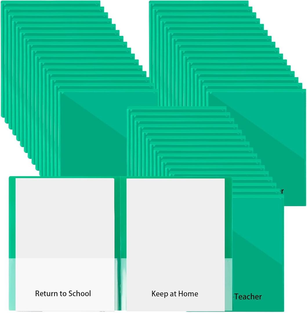 PerKoop 72 Pcs Take Home Folders Bulk Parent Teacher Communication Folder with 2 Pockets Plastic Homework Folder for Student Parent Teacher Classroom Back to School Supplies 11.73 x 9.45'' (Green)