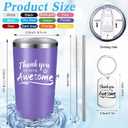 Sieral 24 Pieces Thank You for Being Awesome Tumbler, Thank You Supplies for Women Men 20oz Insulated Stainless Steel Travel Tumbler with Lid and Straw Appreciation Gift with Keychain (Multicolor)
