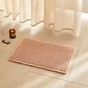TYUU Waffle Bath Mat, Boho Bathroom Rugs Non Slip Washable Super Absorbent Quick Dry Bath Mat Farmhouse Bathroom Decor, 24"x16" Light Peach